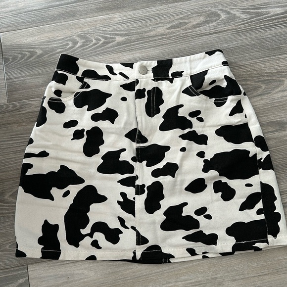 Allegra K High Waisted Mini Cow Skirt - Picture 2 of 6